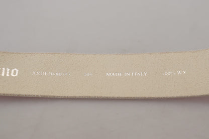 John Galliano Pink Leather Letter Logo Round Buckle Waist Belt