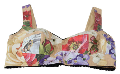 Dolce & Gabbana Multicolor Floral Cropped Bustier Corset Top