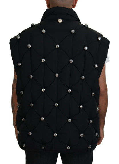 Dolce & Gabbana Black Sleeveless DG Metal Embellishment Jacket