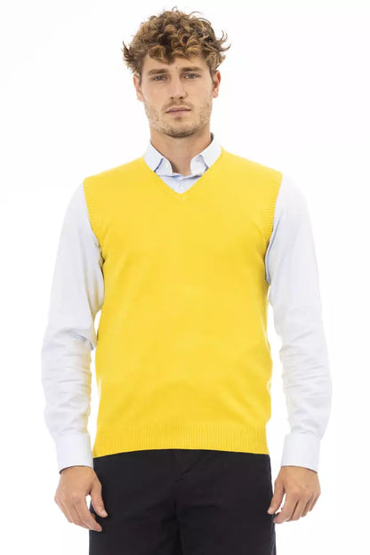 Alpha Studio Yellow Viscose Men Jacket