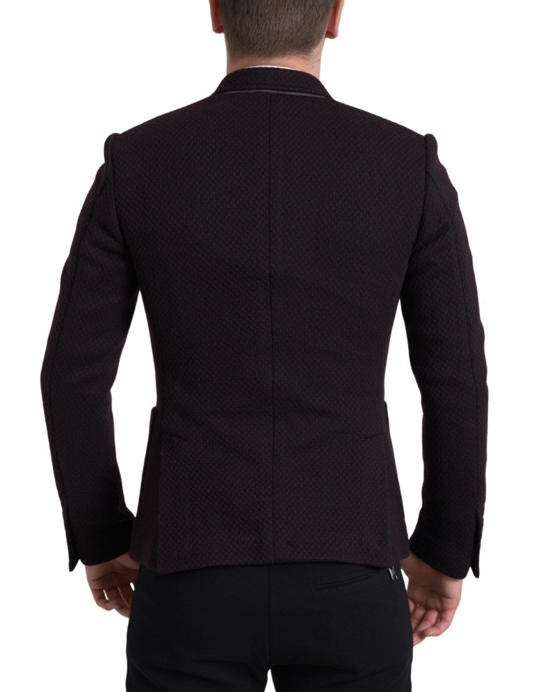 Dolce & Gabbana Purple Logo Embroidery Double Breasted Blazer