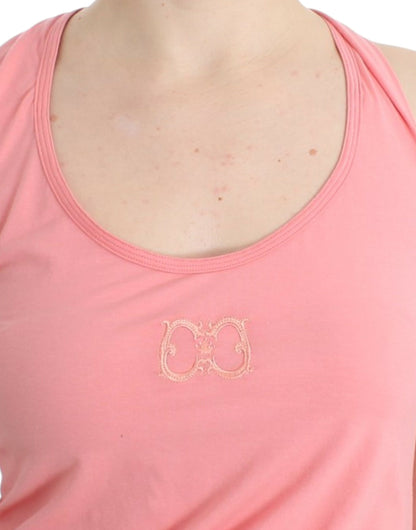 Cavalli Pink cotton tank top