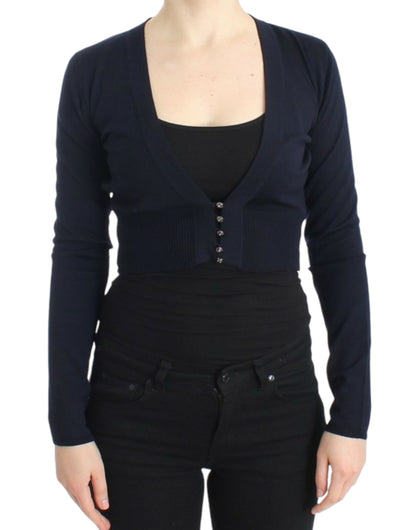 Cavalli Blue cropped wool cardigan