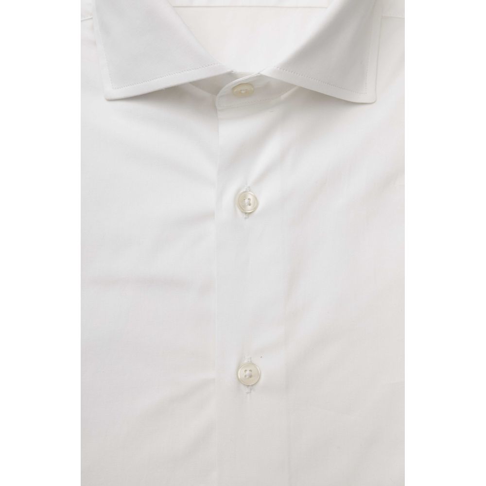 Bagutta White Cotton Men's Shirt Slim Fit With French Collar