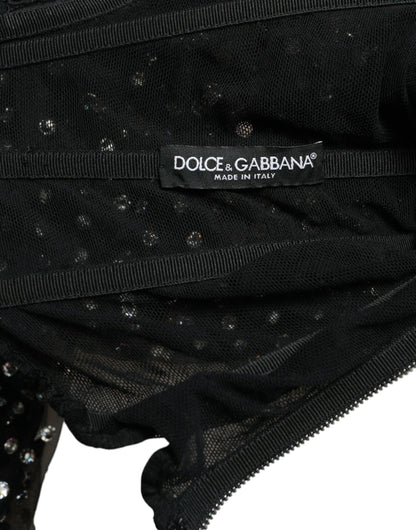 Dolce & Gabbana Black Crystal Embellished A-line Gown Dress