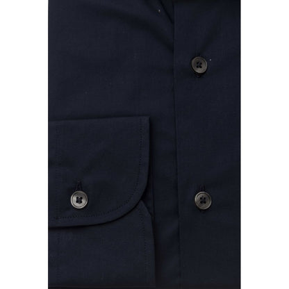 Bagutta Blue Cotton Men Shirt Slim Fit with French Collar