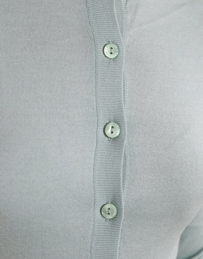 Dolce & Gabbana Light Blue Silk Crew Neck Cardigan Sweater
