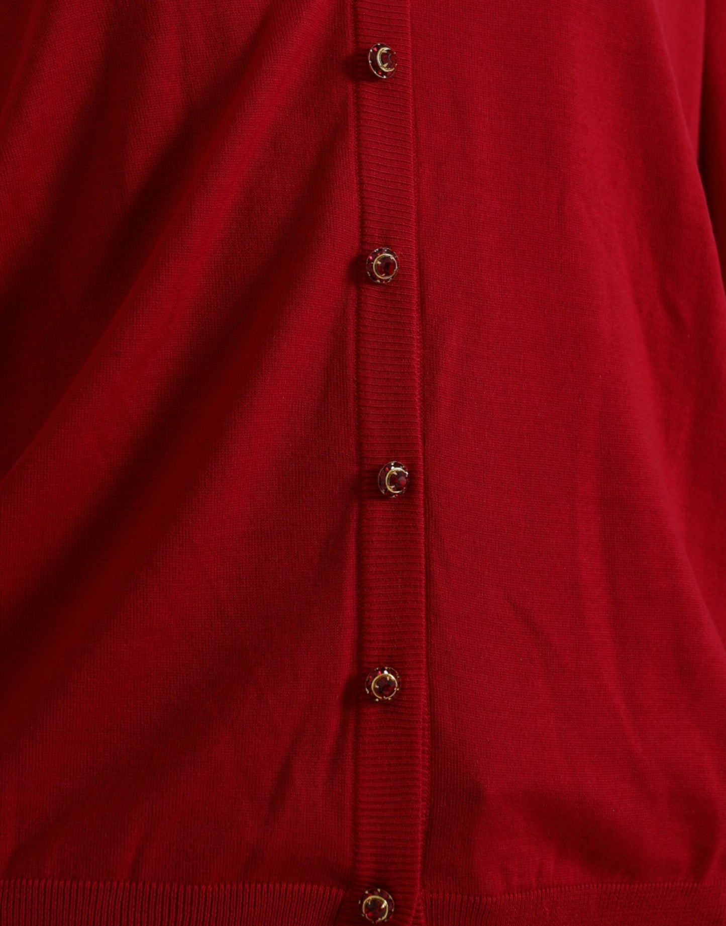 Dolce & Gabbana Red Wool V-neck Buttoned Cardigan Sweater