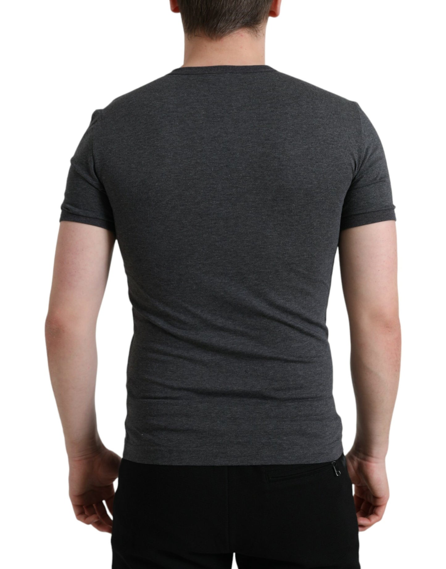 Dolce & Gabbana Dark Gray Cotton Crew Neck T-shirt