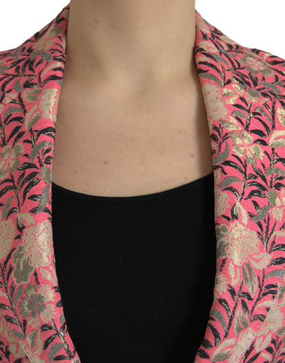Dolce & Gabbana Pink Floral Jacquard Slim Fit 2 Piece Suit