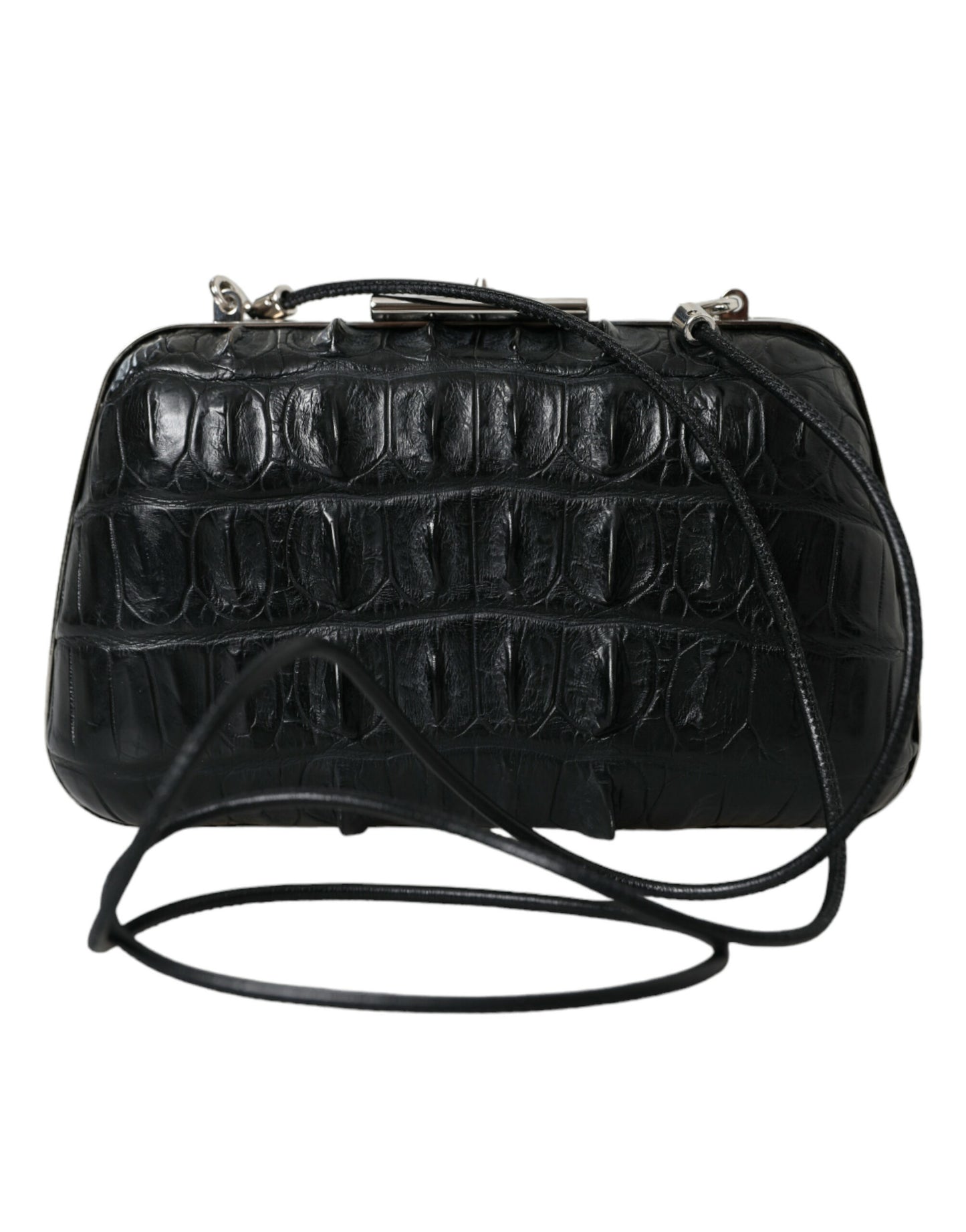 Balenciaga Black Exotic Skin Leather Shoulder Crossbody Box Clutch Bag