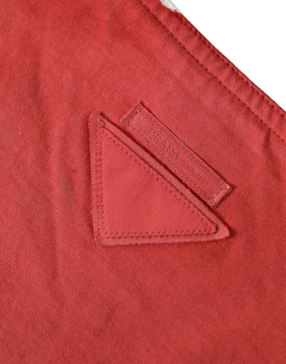 Prada Red Jersey Fabric Logo Shoulder Shopping Tote Bag