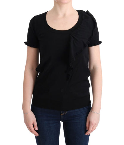 MARGHI LO' Black 100% Lana Wool Top Blouse T-shirt