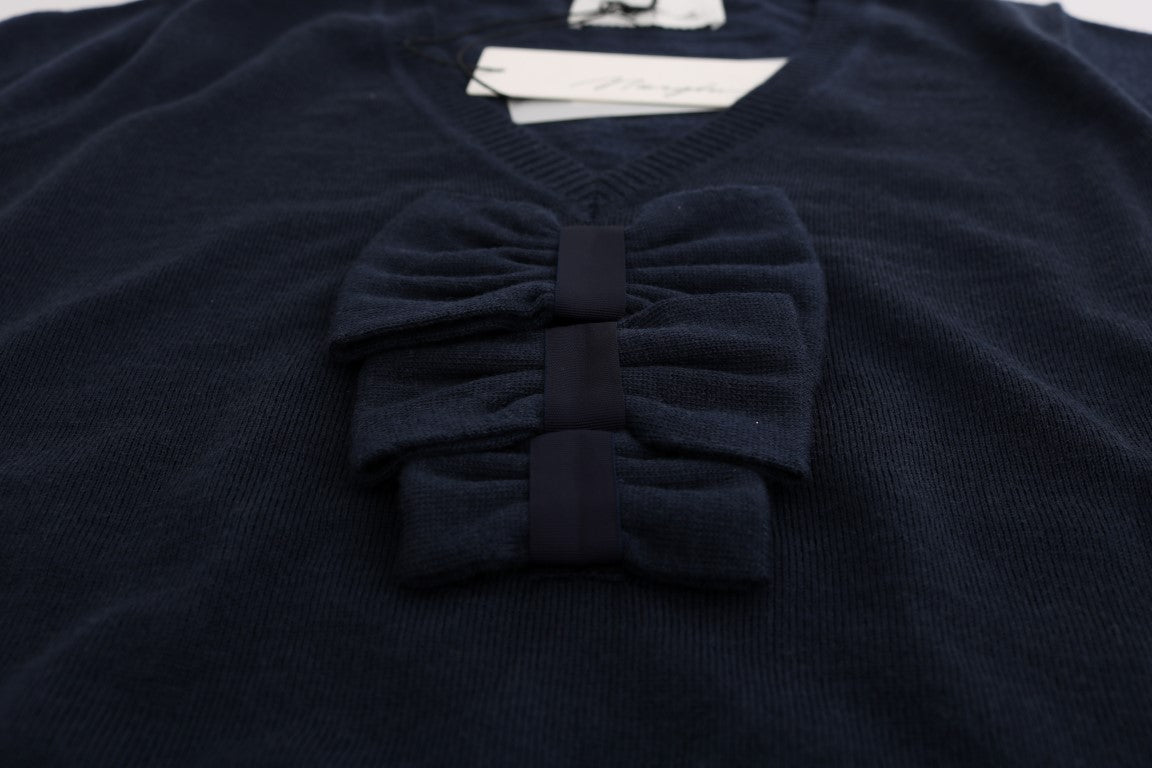 MARGHI LO' Blue 100% Lana Wool Blouse Top