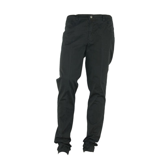 Made in Italy Black Cotton Men's Trouser