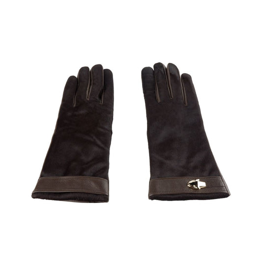 Cavalli Class Brown Cowhide Women Glove