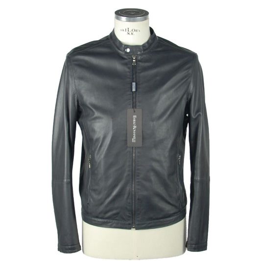 Emilio Romanelli Blue Leather Men's Jacket