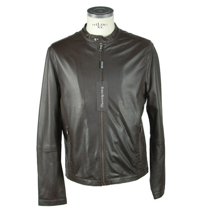 Emilio Romanelli Brown Leather Men's Jacket