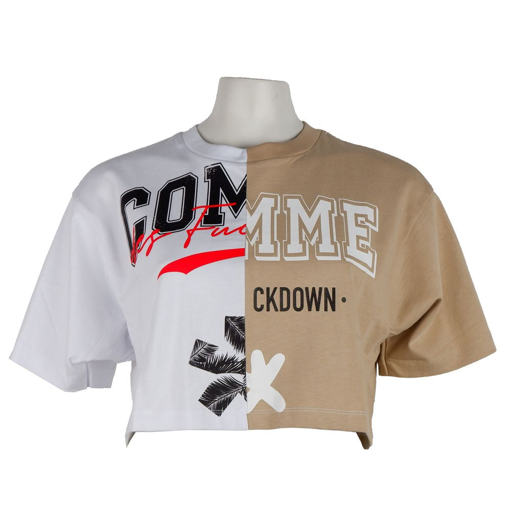 Comme Des Fuckdown Beige Cotton Women T-Shirt
