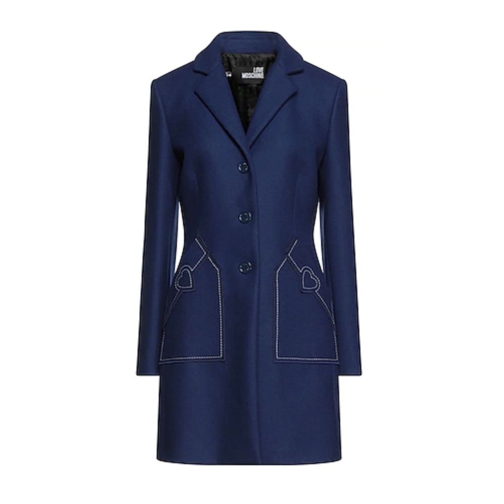 Love Moschino Blue Wool Women Coat