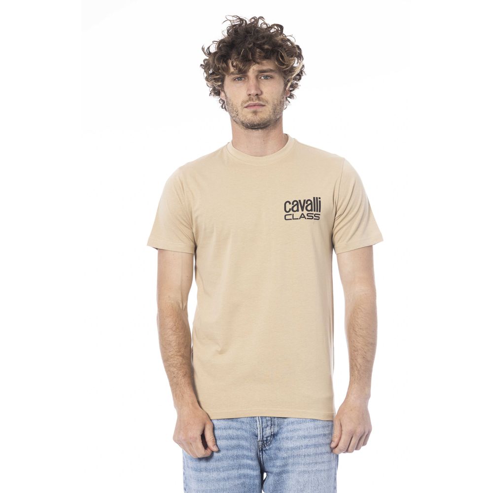 Cavalli Class Beige Cotton Men T-Shirt