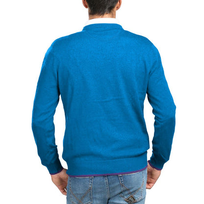 La Martina Blue Cotton Men Sweater