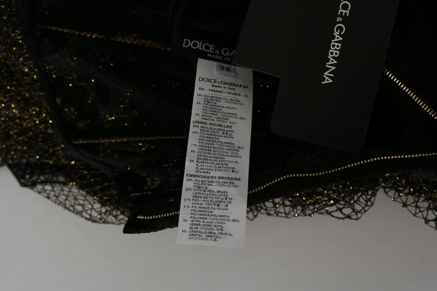 Dolce & Gabbana Black Gold Crystal Heart A-line Dress