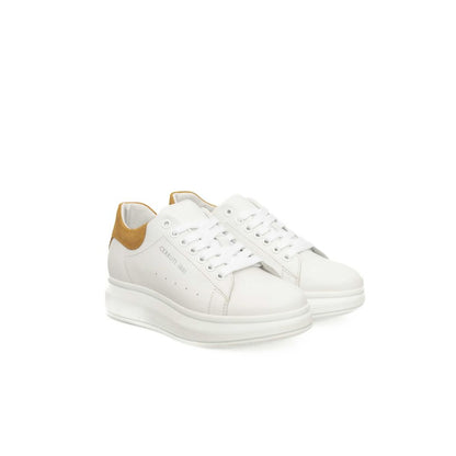 Cerruti 1881 White Cowhide Women Platform Sneaker