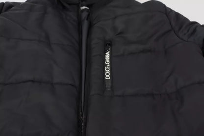 Dolce & Gabbana Black Nylon Hooded Parka Coat Winter Jacket