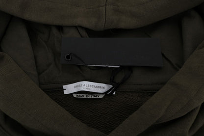 Daniele Alessandrini Green Pullover Hodded Cotton Sweater