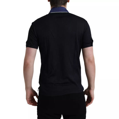 Dolce & Gabbana Polo Navy Blue Collared Silk Men T-shirt