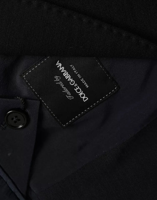 Dolce & Gabbana Blue Wool Notch Single Breasted Coat Blazer