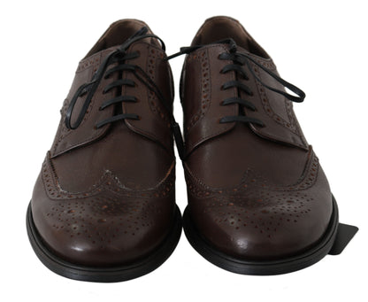 Dolce & Gabbana Brown Leather Brogue Derby Dress Shoes