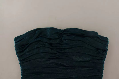 Dolce & Gabbana Turquoise Bustier Bodice Draped Midi Dress