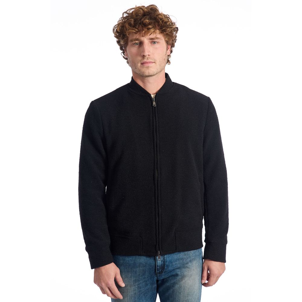 Roberto Pepe Luxury Black Wool Men's Short Jacket