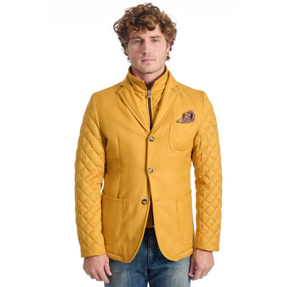 Roberto Pepe Luxury Yellow Wool Men Jacket