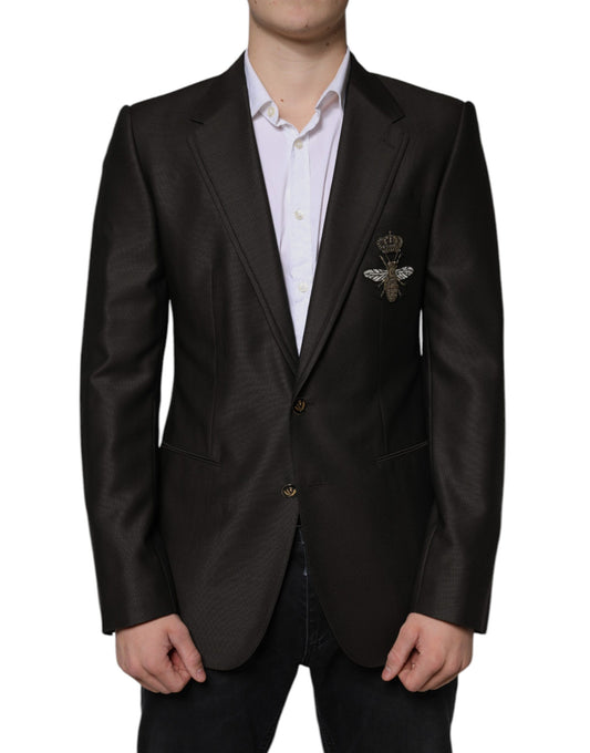 Dolce & Gabbana Blazer Brown Green Bee Wool Jacket Coat