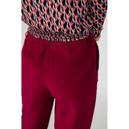 Vila Clothes Bordeaux Polyester Casual Pants
