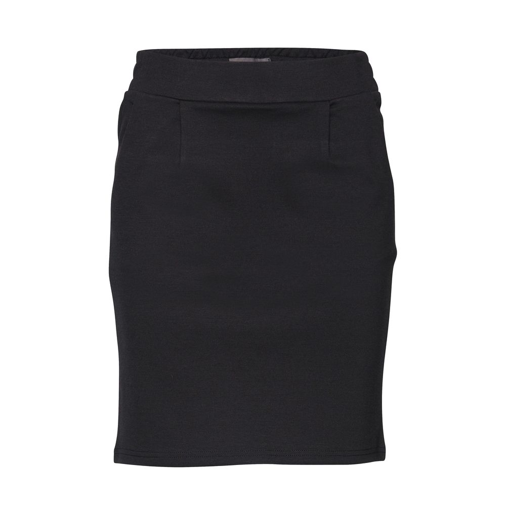 ICHI Black Polyester Mini Skirt