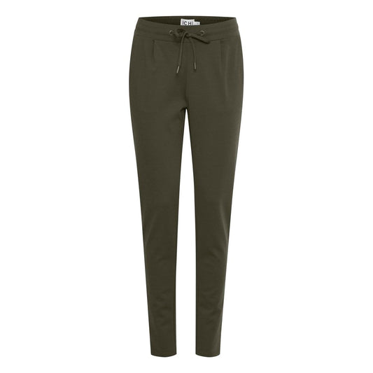 ICHI Green Polyester Casual Pants