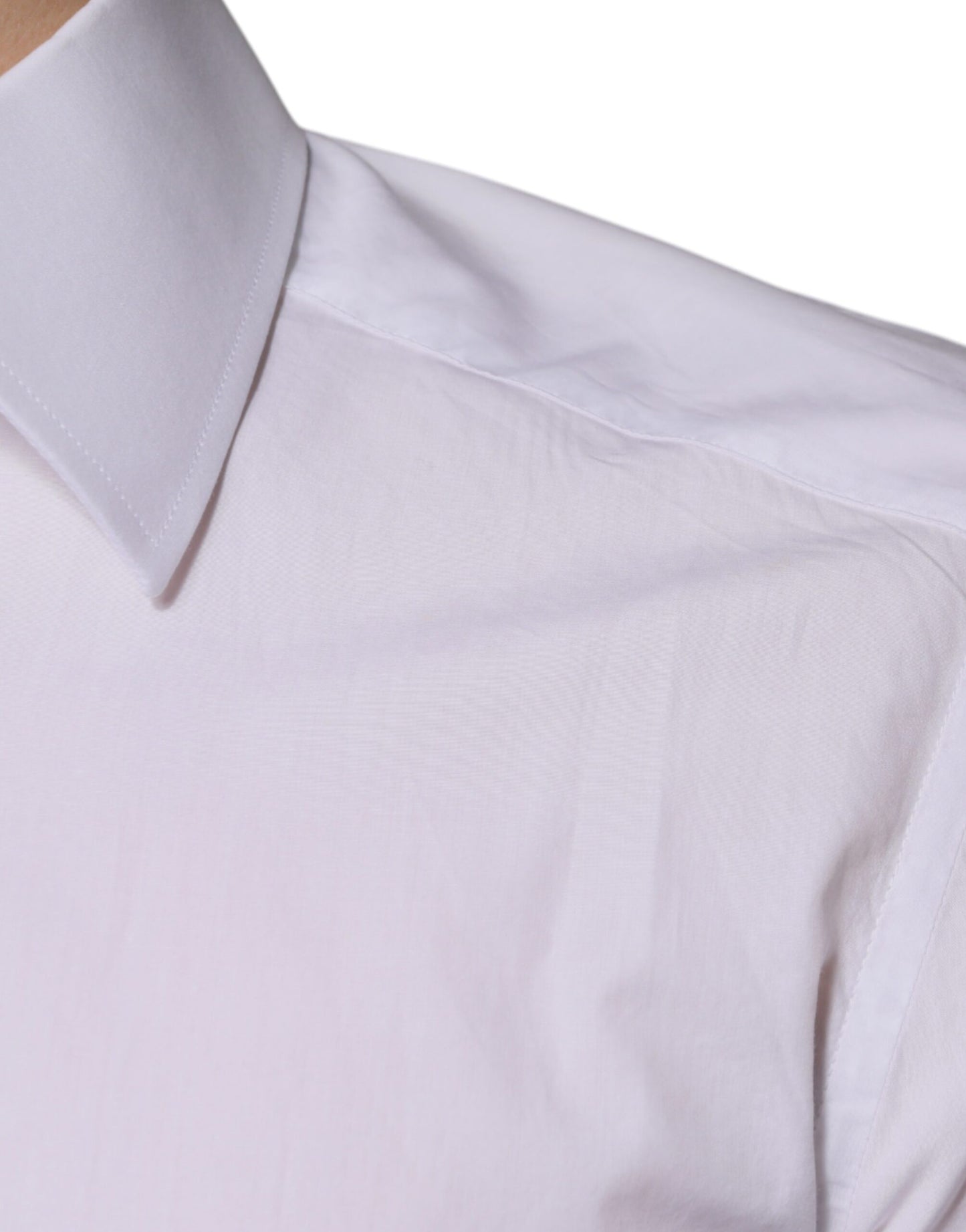 Dolce & Gabbana White Cotton Slim Fit GOLD Men Dress Shirt