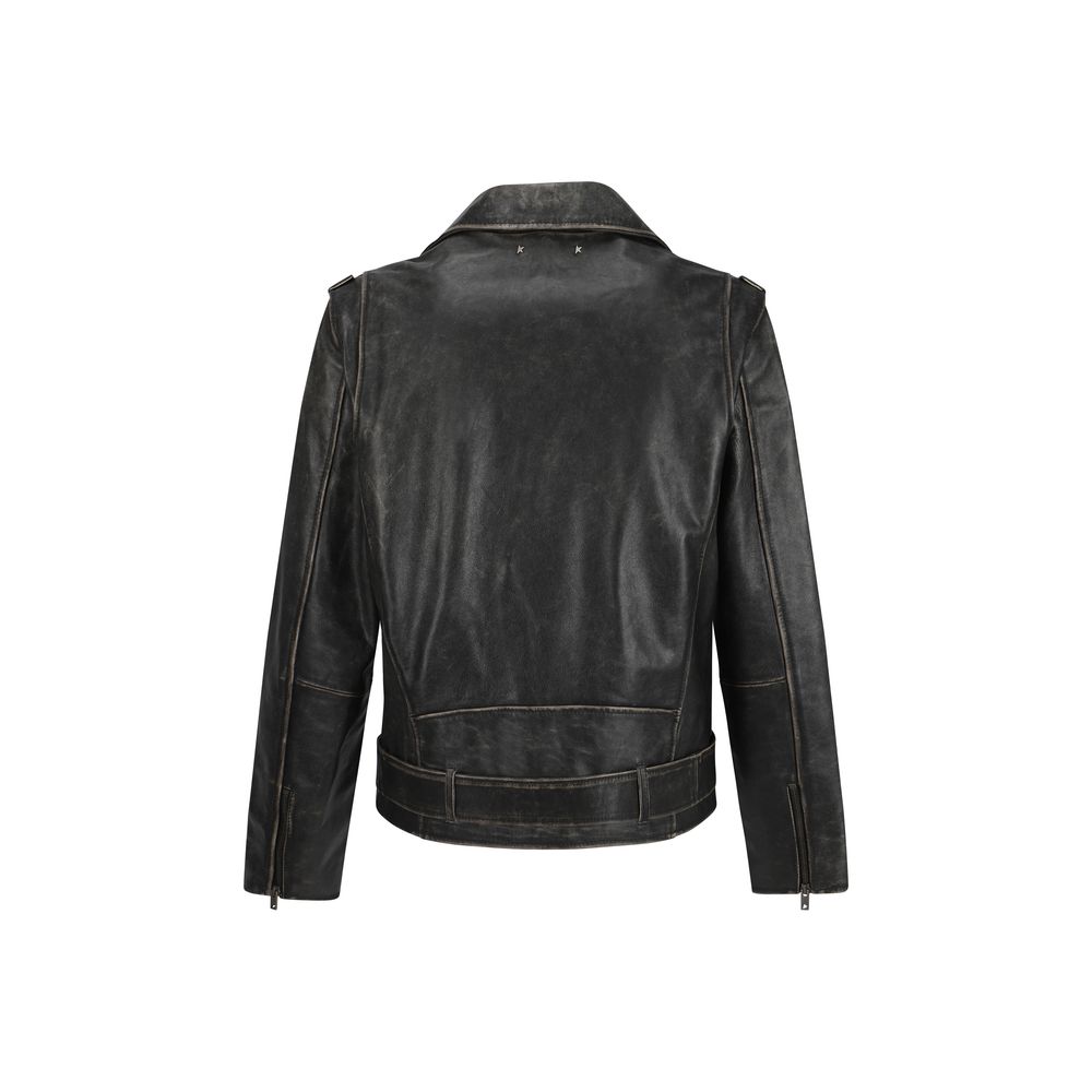 Golden Goose Brown Calf Leather Bos Taurus Biker Jacket