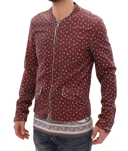 Dolce & Gabbana Bordeaux Leather Boxer Print Jacket Coat