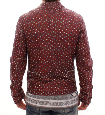 Dolce & Gabbana Bordeaux Leather Boxer Print Jacket Coat