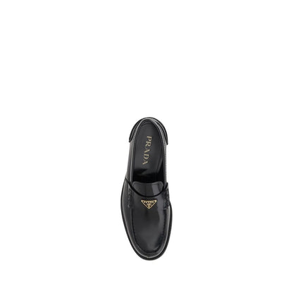 Prada Black Calf Leather Bos Taurus Slip-On Loafers