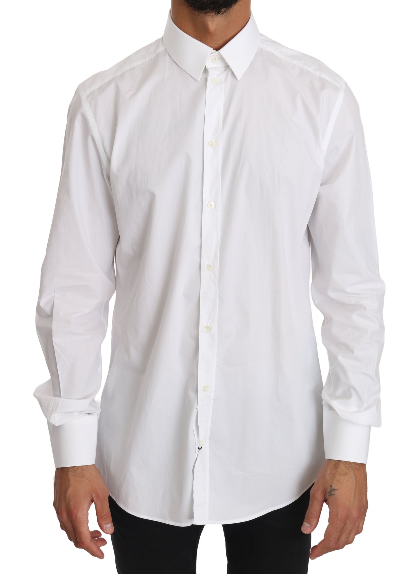 Dolce & Gabbana White Cotton GOLD Dress Shirt
