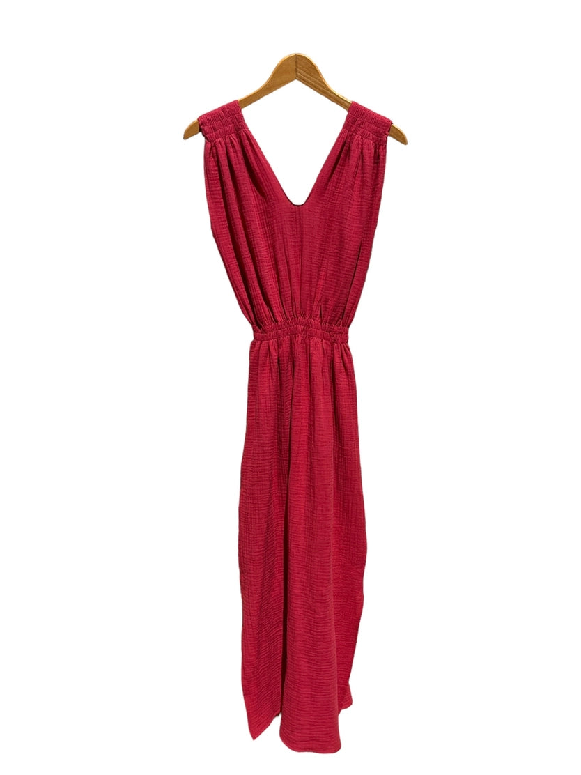 736 Albazer Gathered V-Neck Dress in   Khaki Organic Cotton