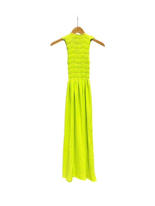 735 Alber Gathered Dress in Organic Cotton Muslin     Fluorescent yellow