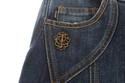 Cavalli Blue Cotton Stretch Low Waist Jeans
