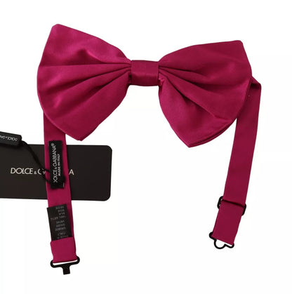 Pink 100% Silk Adjustable Neck Bow Tie Men